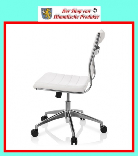 Bürostuhl / Drehstuhl ohzne Armlehnen Kunstleder weiss